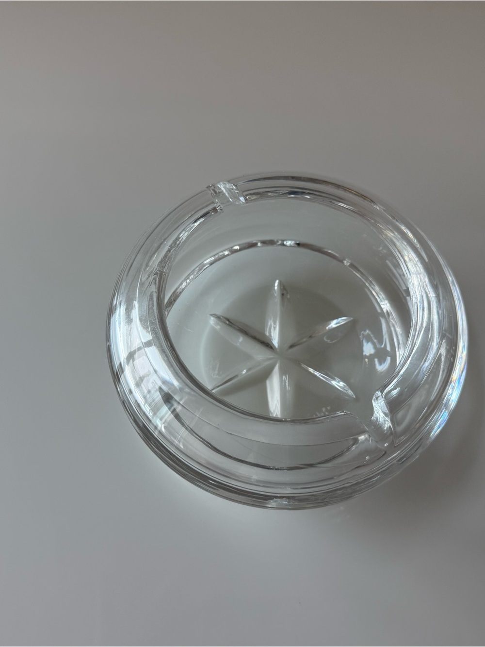 Mouth Blown Crystal Ashtray with Polished Round Bowl - Picture 5 of 6